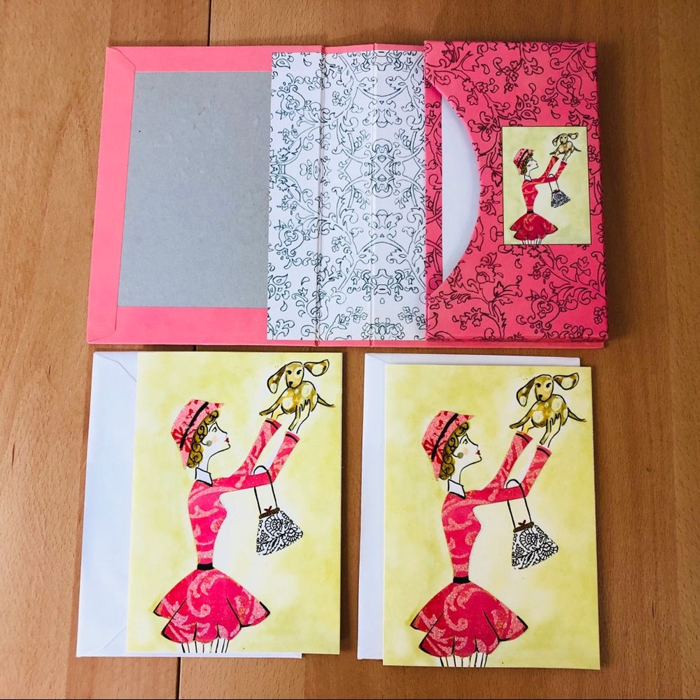 NWT Creative Papers LADY & PUPPY Boxed Note Cards